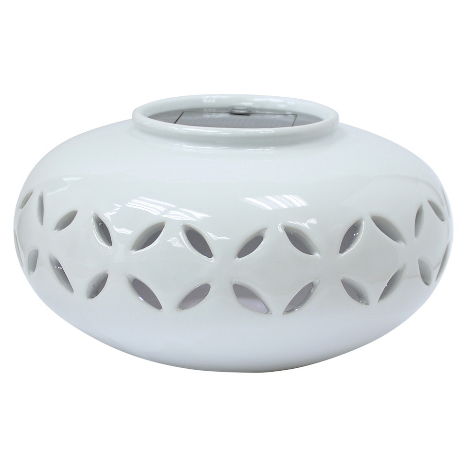 Threshold Ceramic Oval Solar Lantern   White