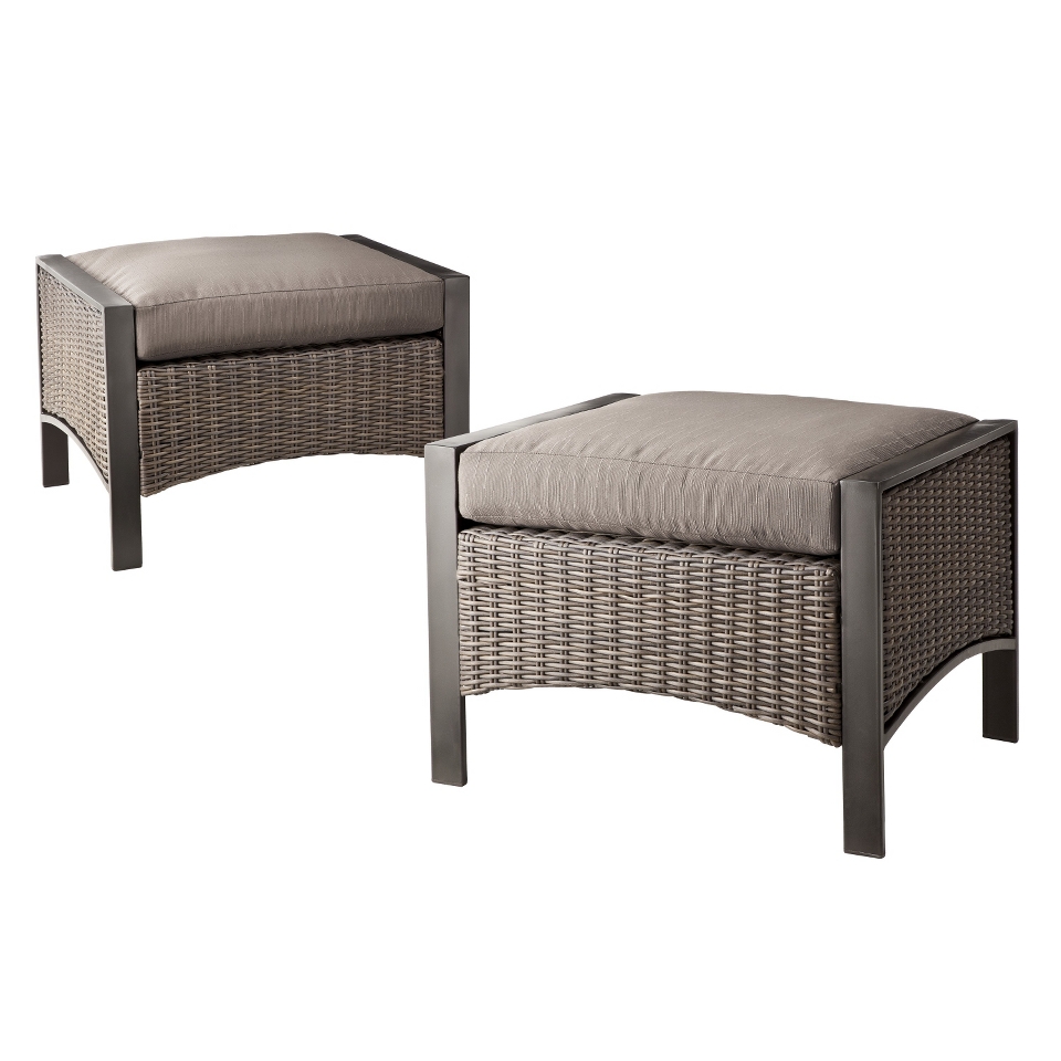 Threshold Casetta 2 Piece Wicker Patio Ottoman Set