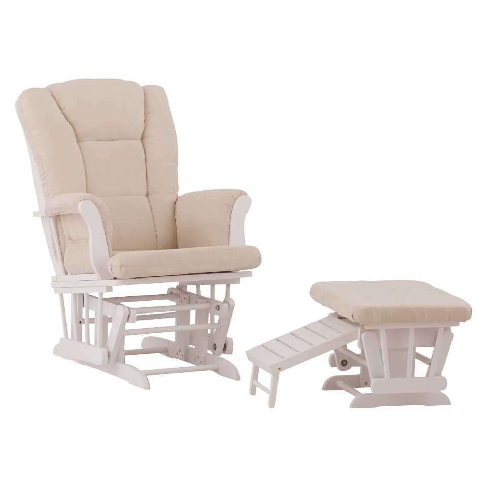 Glider and Ottoman Set Status Veneto Glider and Nursing Ottoman   White/Beige