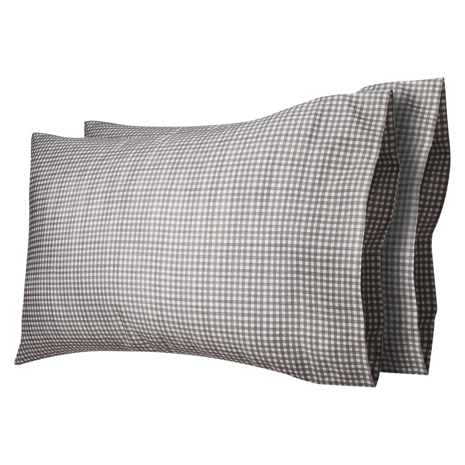 Threshold 325 Thread Count Organic Cotton Pillowcase Set   Gray Check(King)