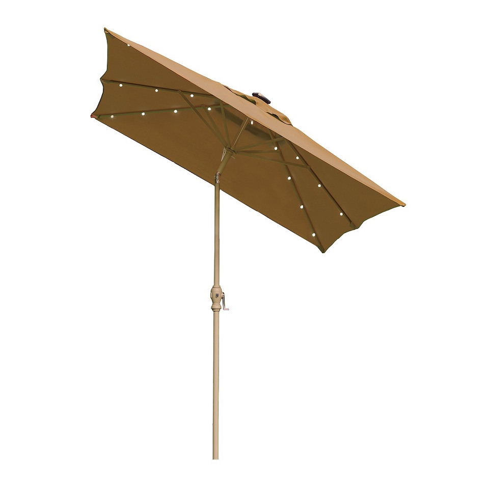 Square Solar Lighted Patio Umbrella   Taupe 9x7