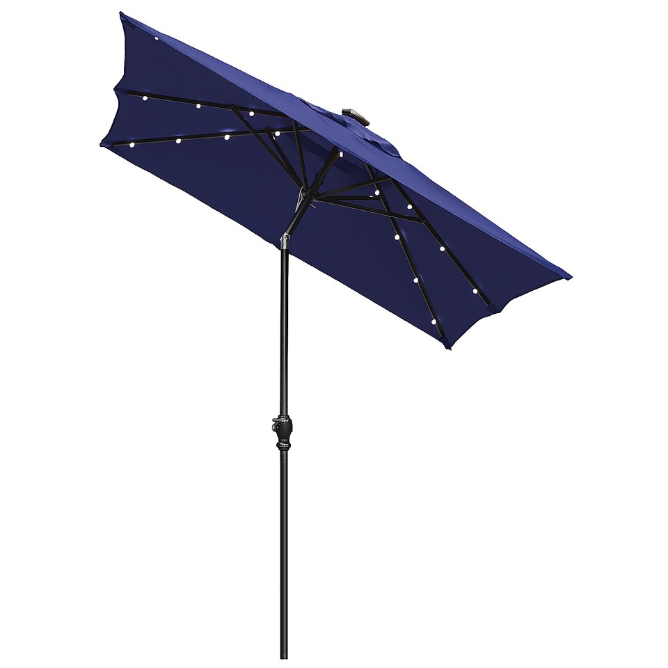 Square Solar Lighted Patio Umbrella   Navy 9x7