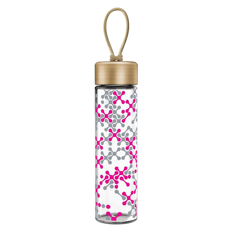 Ello Thrive Floral Glass Water Bottle   Pink/Gray (20 oz)