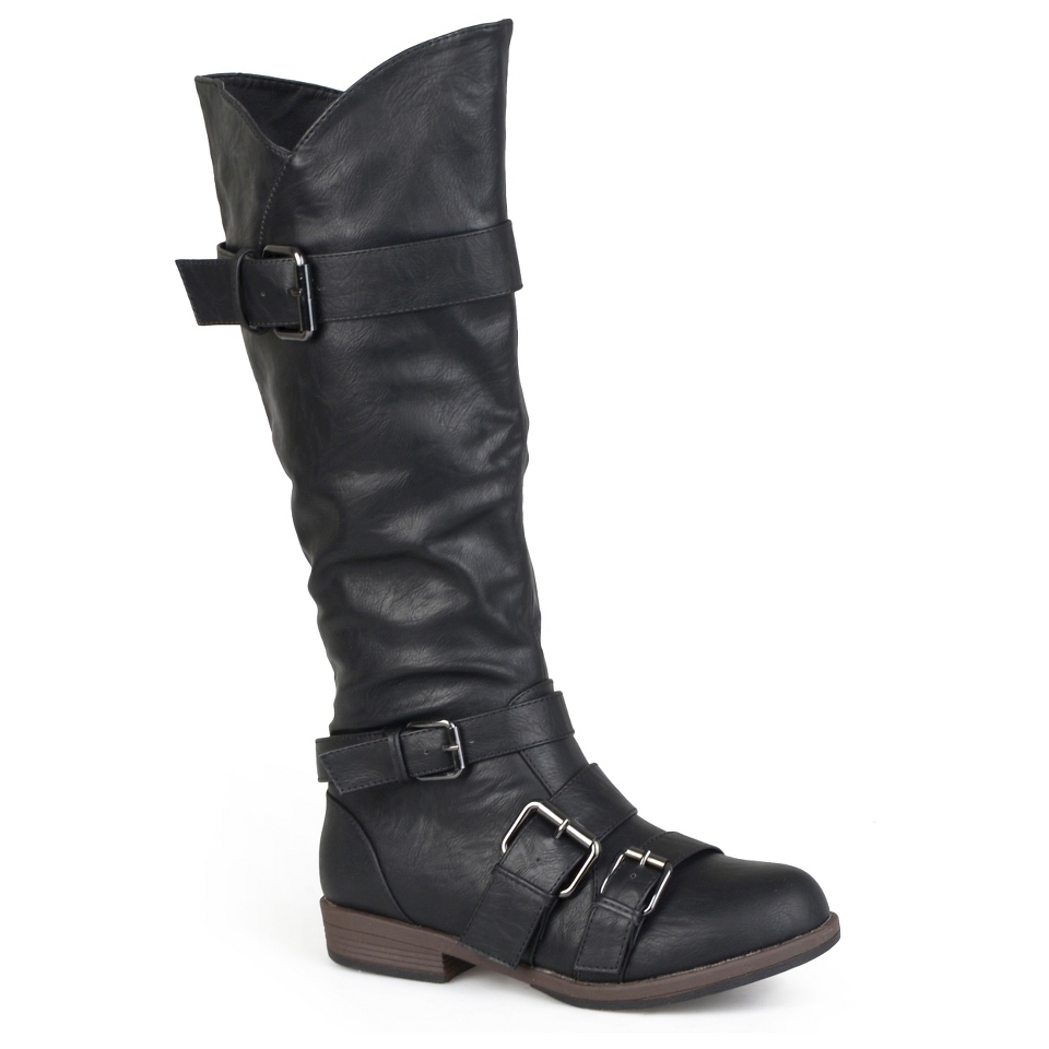 Womens Journee Collection Round Toe Buckle Detail Boots Black  6