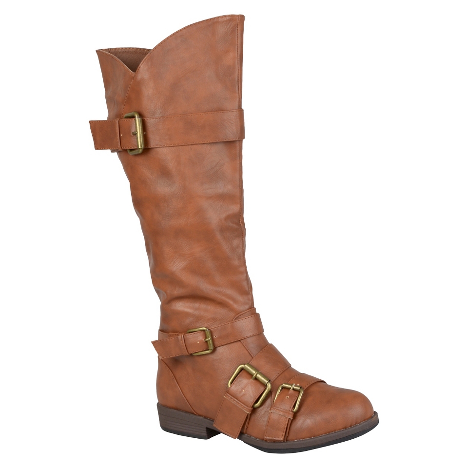 Womens Journee Collection Round Toe Buckle Detail Boots Chestnut  6