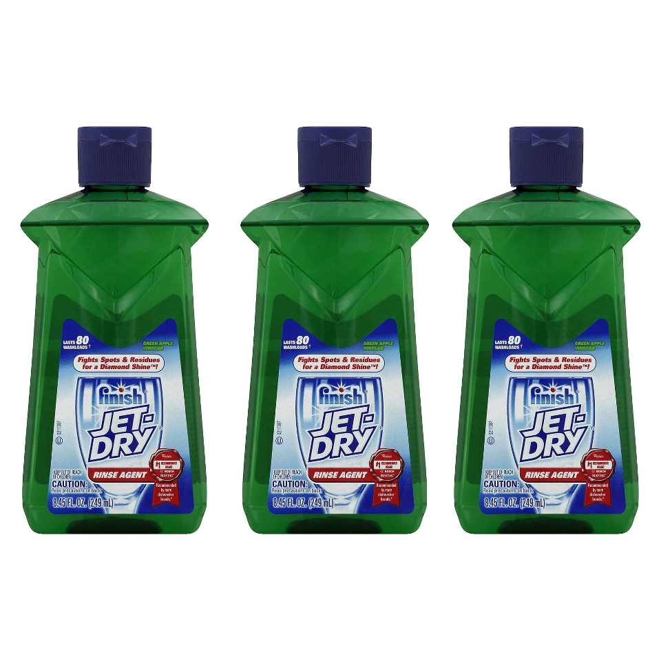 Finish Jet Dry Rinse Agent   Liquid Green Apple Vinegar, 8.45 Ounces , 3 Pack