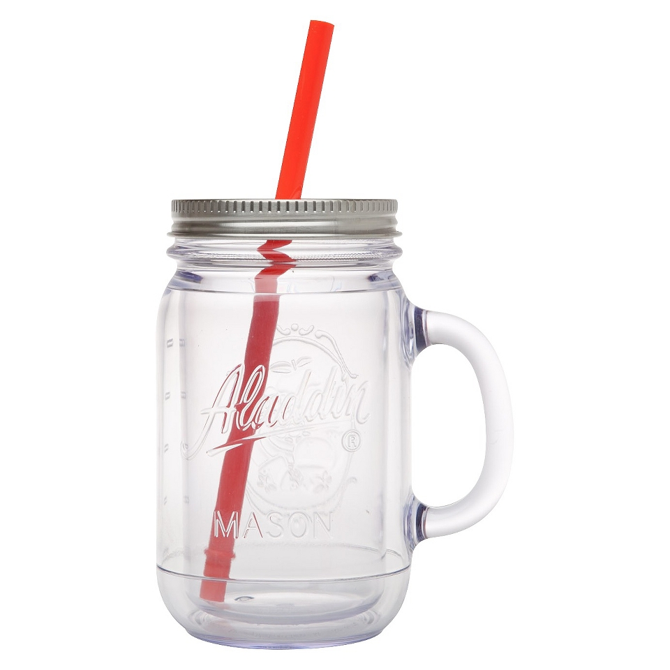 Aladdin Double Walled Plastic Mason Jar   Orange (20 oz)