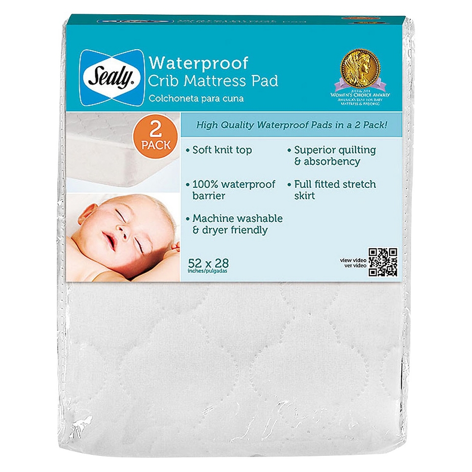 Waterproof Crib Mattress Pad   2 Pack by Sealy