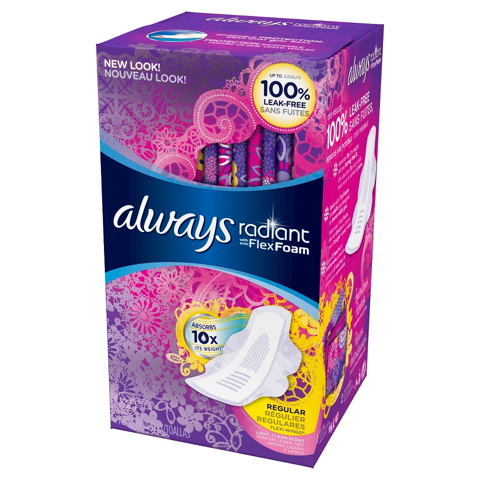 Always Radiant Infinity Regular Maxi Pads   32 count