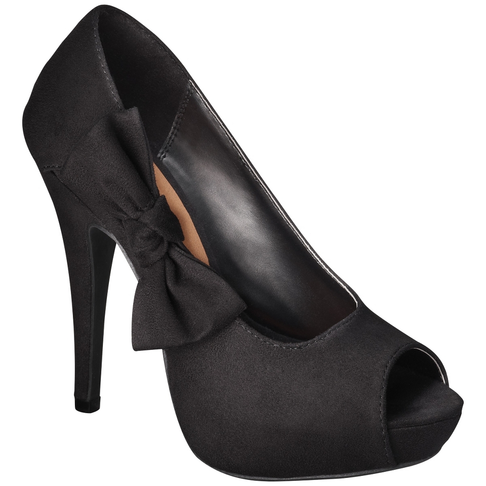 Womens Xhilaration Polly Peep Toe Pump with Side Bow   Black 10