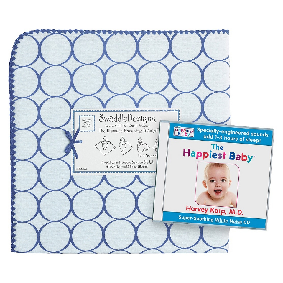 Swaddle Designs Ultimate Receiving Blanket & White Noise CD   True Blue Mod