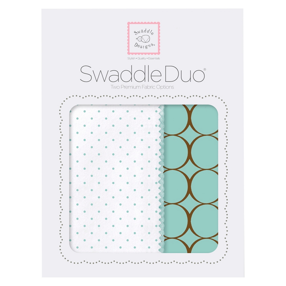 Swaddle Designs SwaddleDuo 2pk   SeaCrystal & Mocha Mod Circles