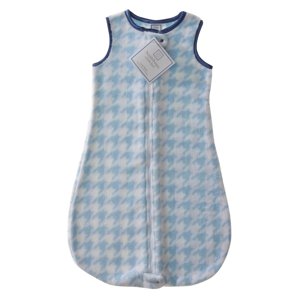 Swaddle Designs Fuzzy zzZipMe Sack   Blue Puppytooth/True Blue Trim 6mo 12mo