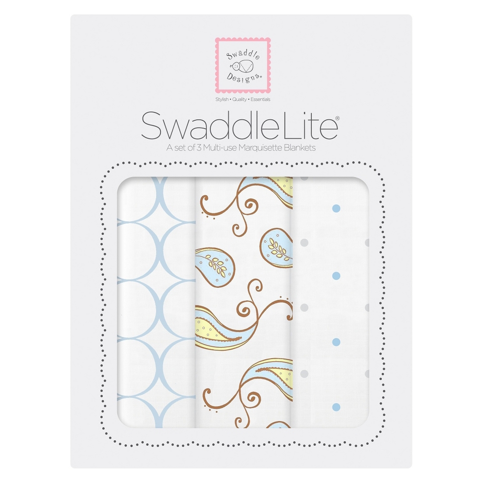 Swaddle Designs Paisley SwaddleLite 3pk   Blue