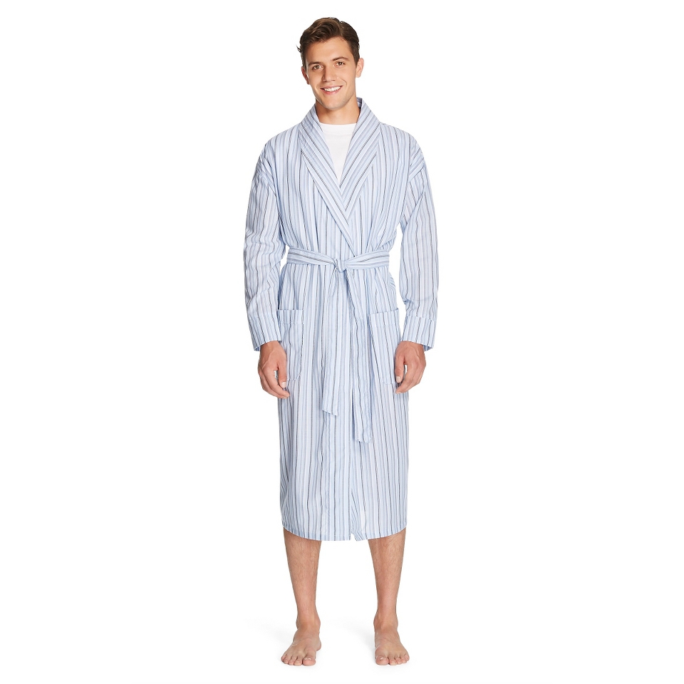 Hanes Premium Mens Woven Robe   Blue Stripe