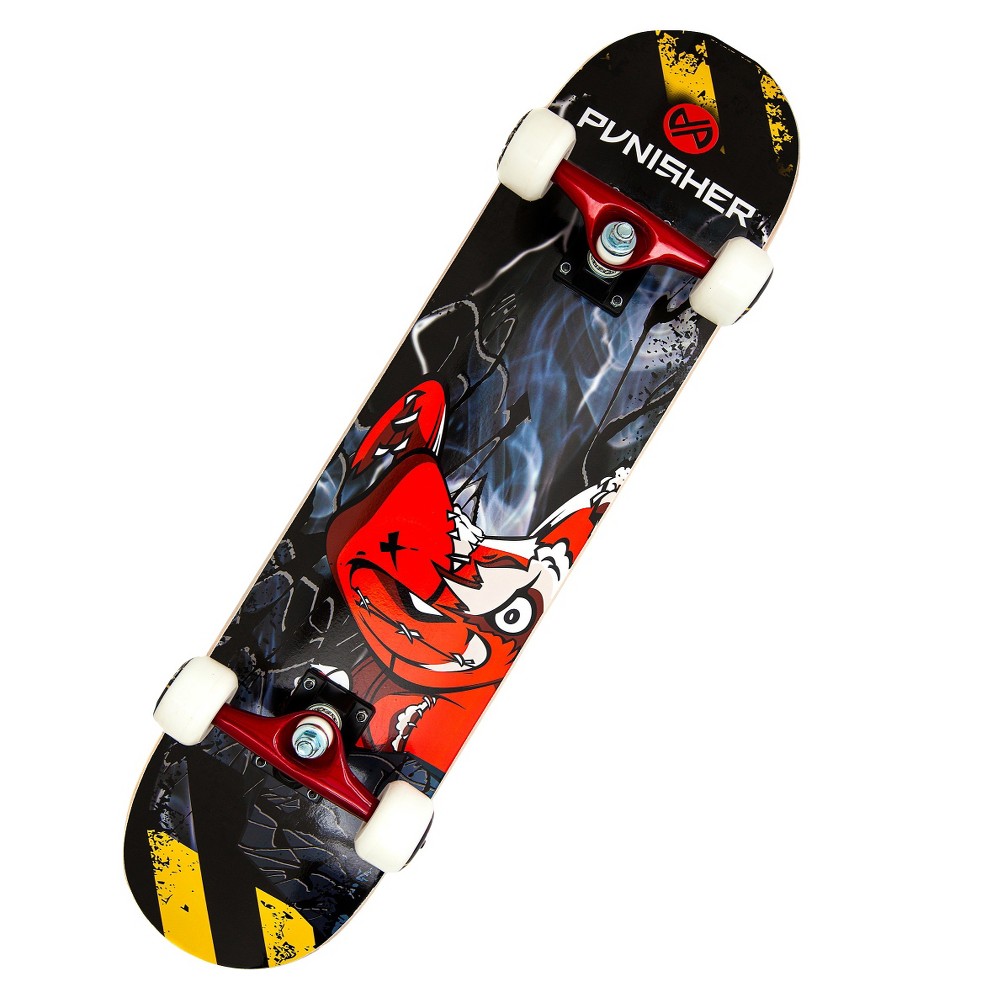 Punisher Skateboards Teddy 31.5 Red Skateboard, Red/Black