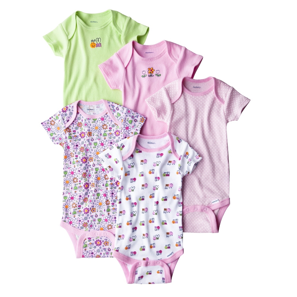 Gerber Onesies Newborn Girls 5 Pack   Assorted Newborn