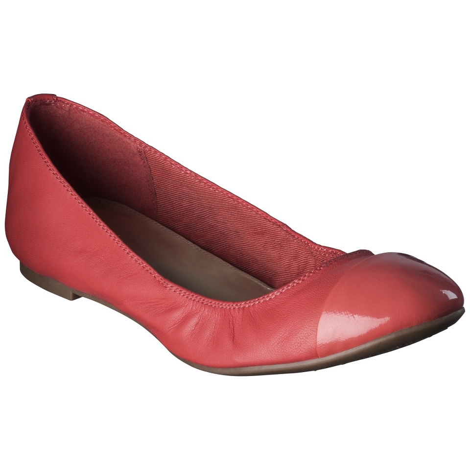 Womens Merona Bella Genuine Leather Cap Toe Flat   Coral 7