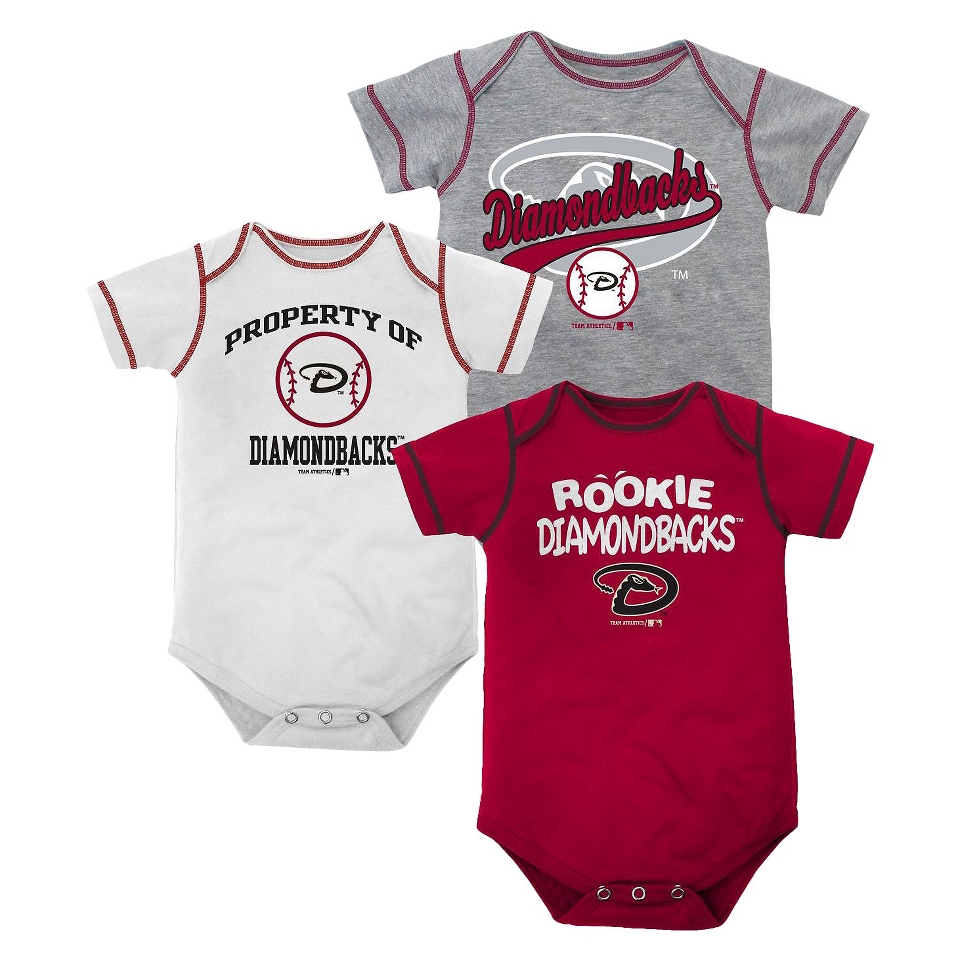 MLB RIO RED,HEATHER GREY,WHITE 3 PACK BODYSUIT BOYS DMND BACKS