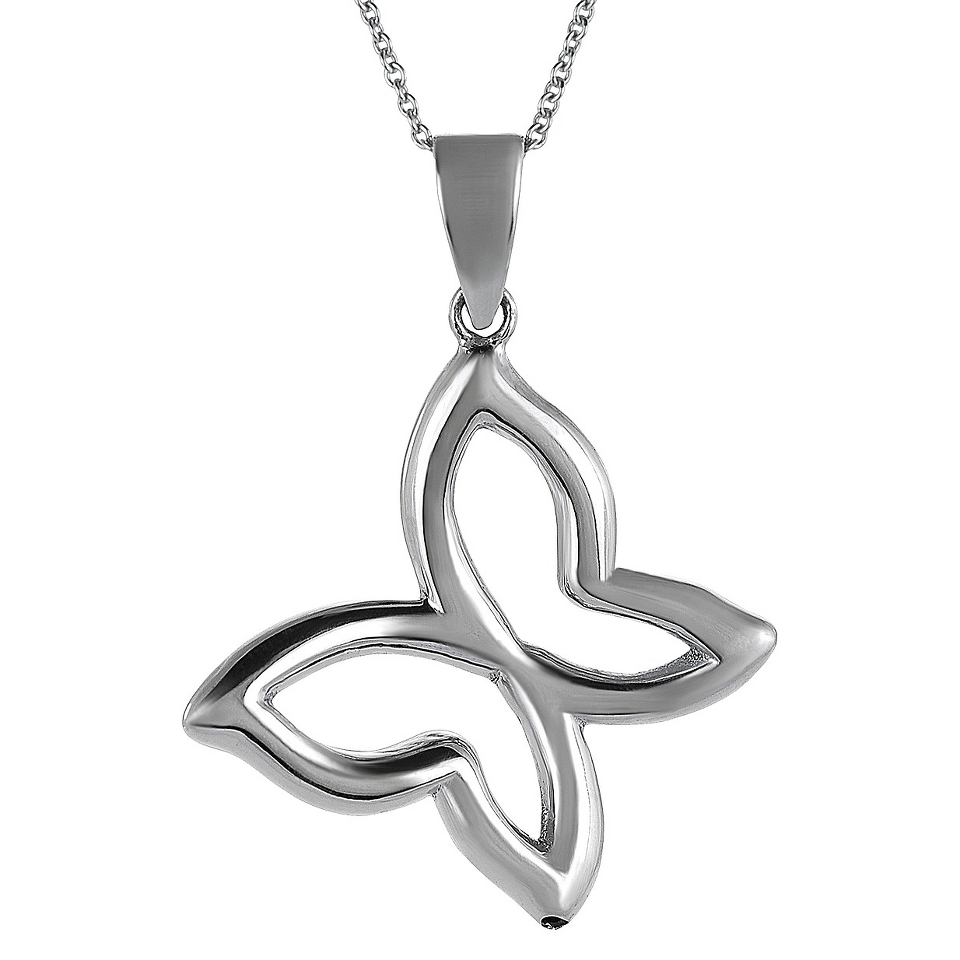 Tressa Sterling Silver Cutout Butterfly Pendant   Silver