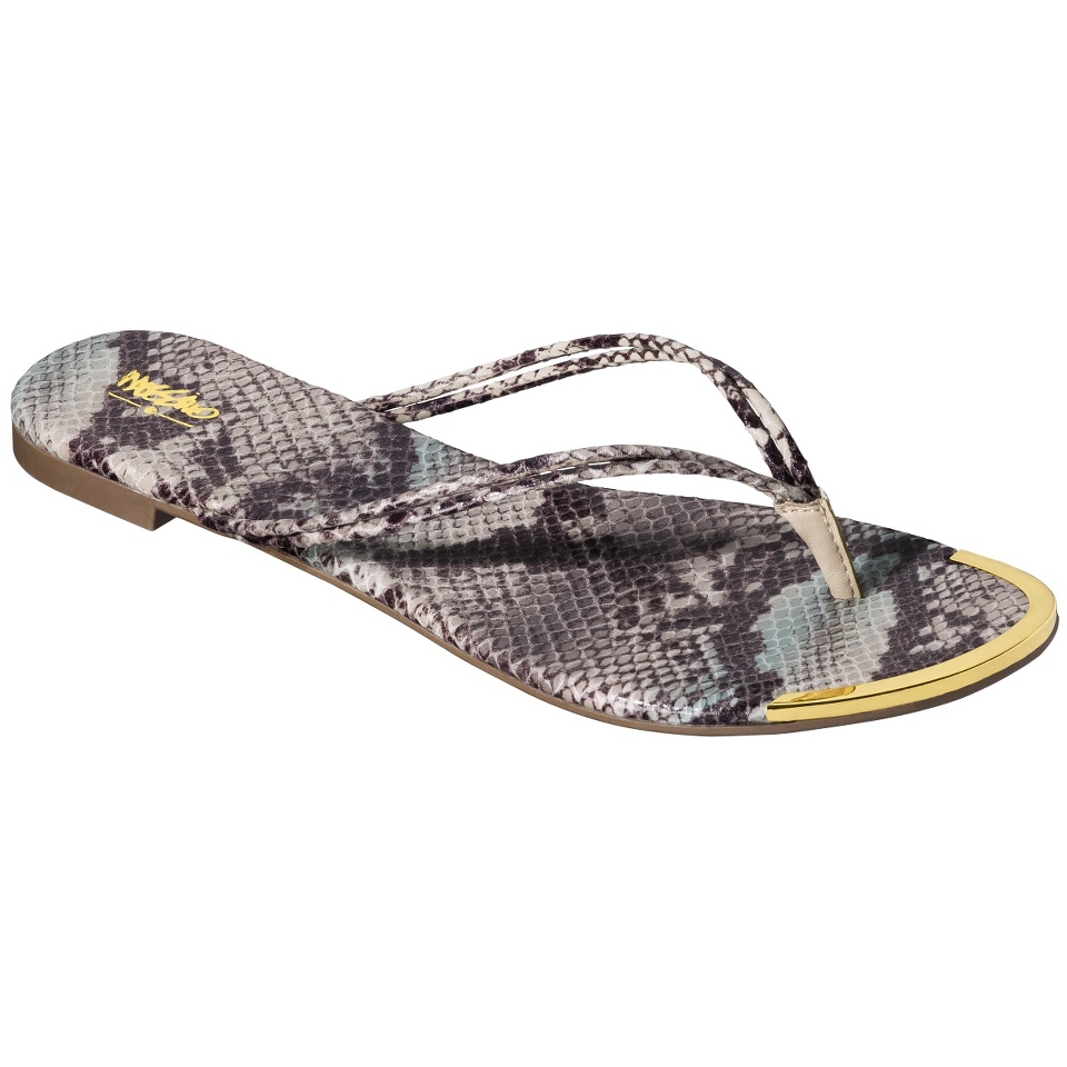 Womens Mossimo Lena Metal Toe Flip Flop   Natural Snake 5 6