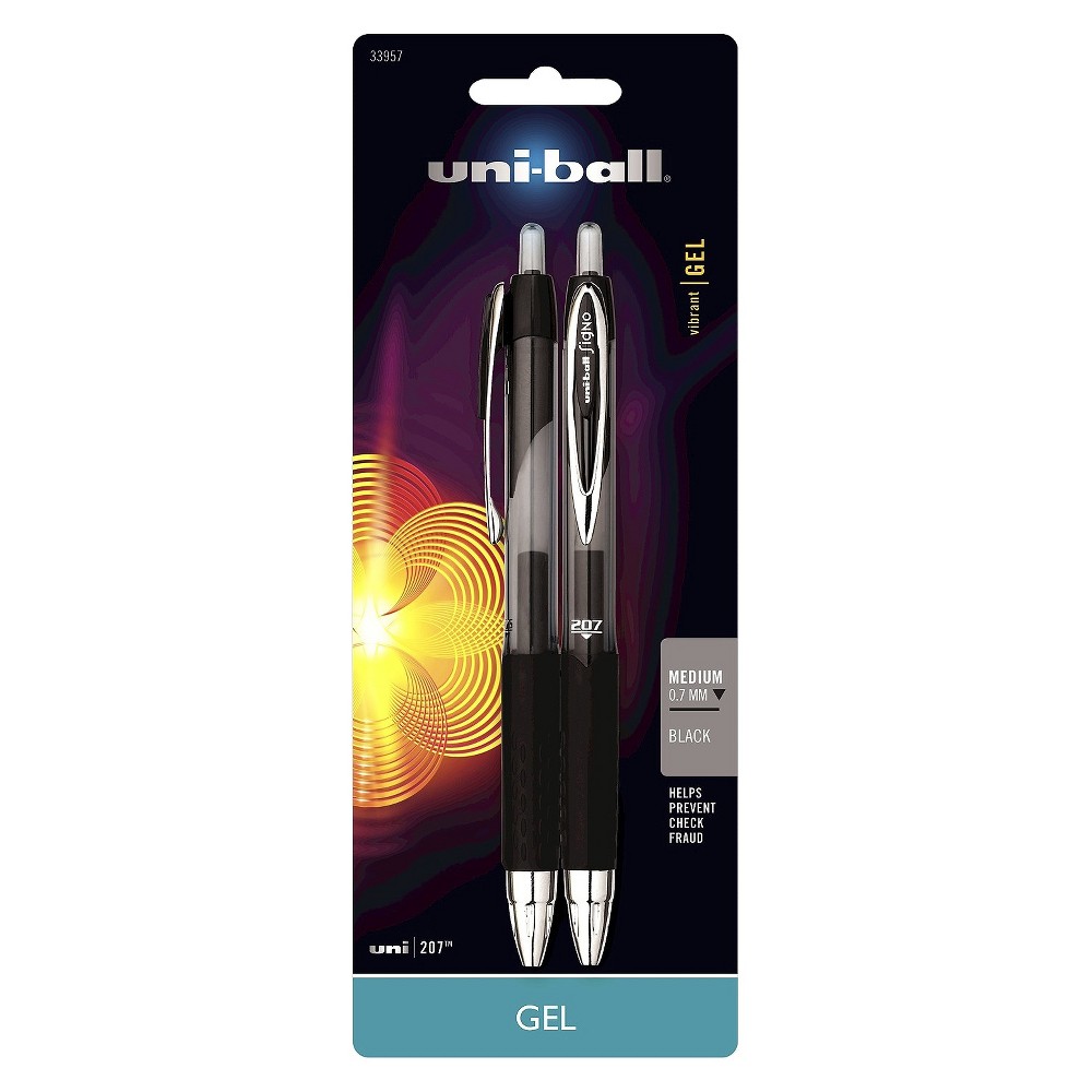 Uniball 207 Gel Pens 2ct Black