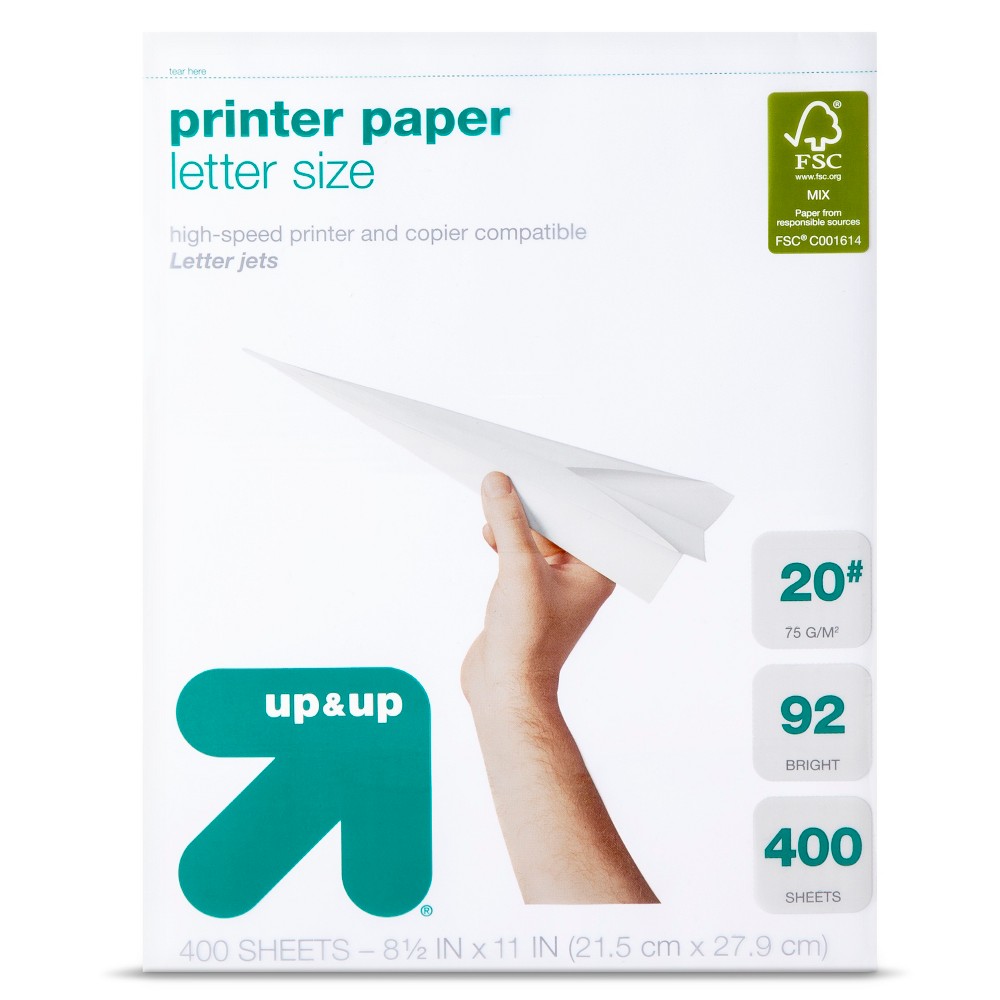 Printer Paper Letter Size 20lb 400ct White - up & up