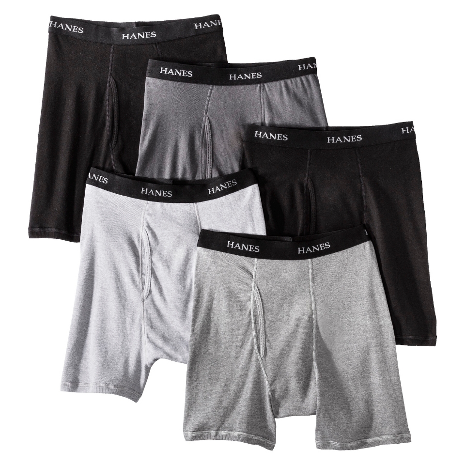 Hanes Premium Mens 5pk Boxer Briefs   Black/Grey   L