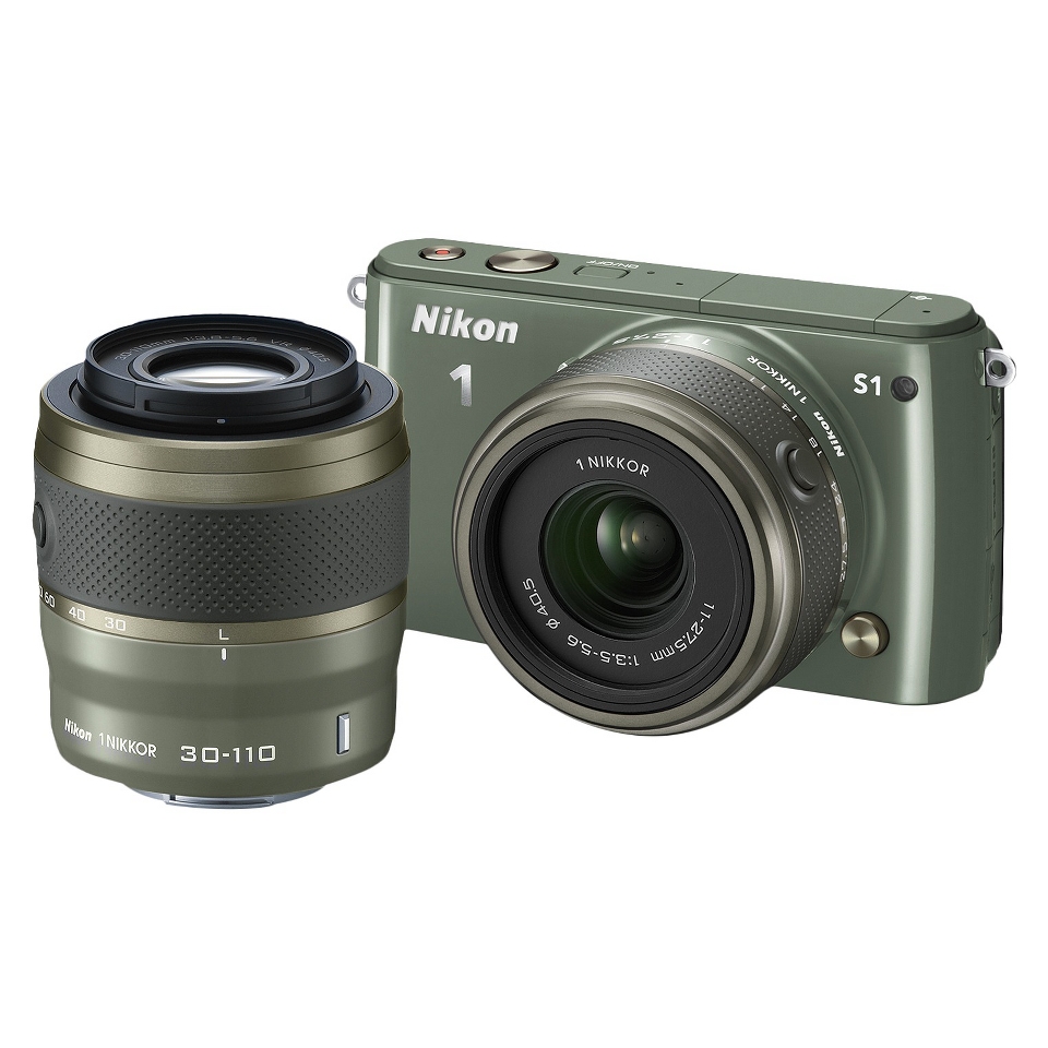 Nikon 1 S1 10.1MP Digital Camera with 11 27.5mm and 30 110mm Lenses   Khaki