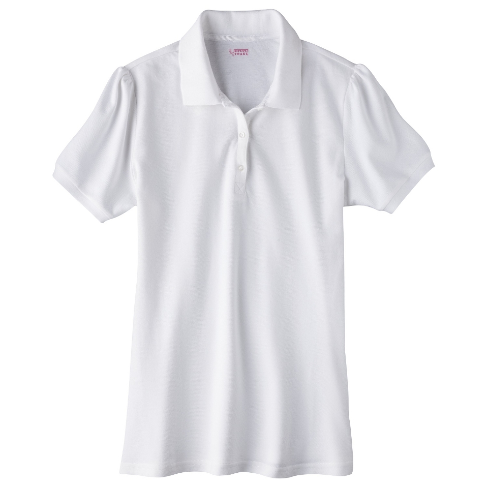 French Toast Girls School Uniform Short Sleeve Fitted Polo   White S