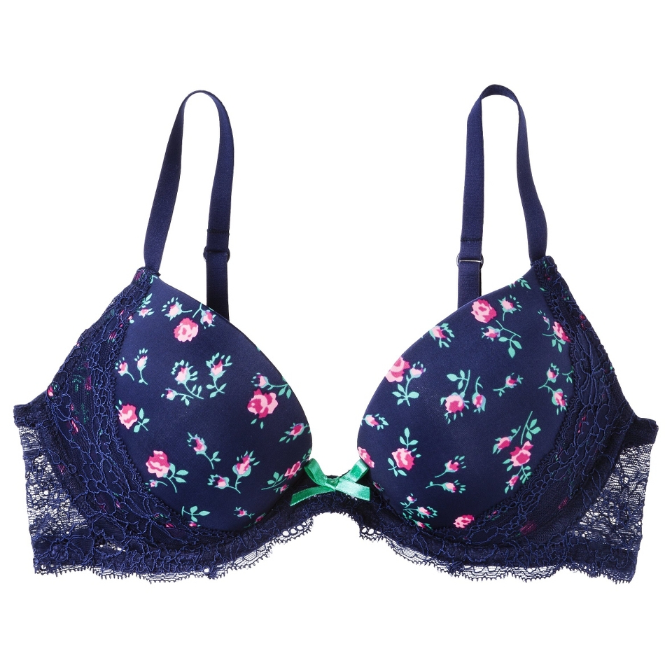 Xhilaration Juniors Padded With Lace Demi   Navy 34B