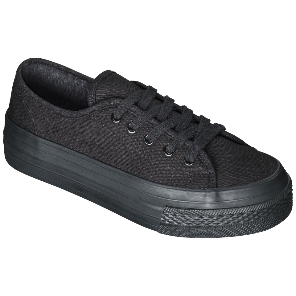 Womens Xhilaration Lavera Flatform Canvas Sneaker   Black 5 6