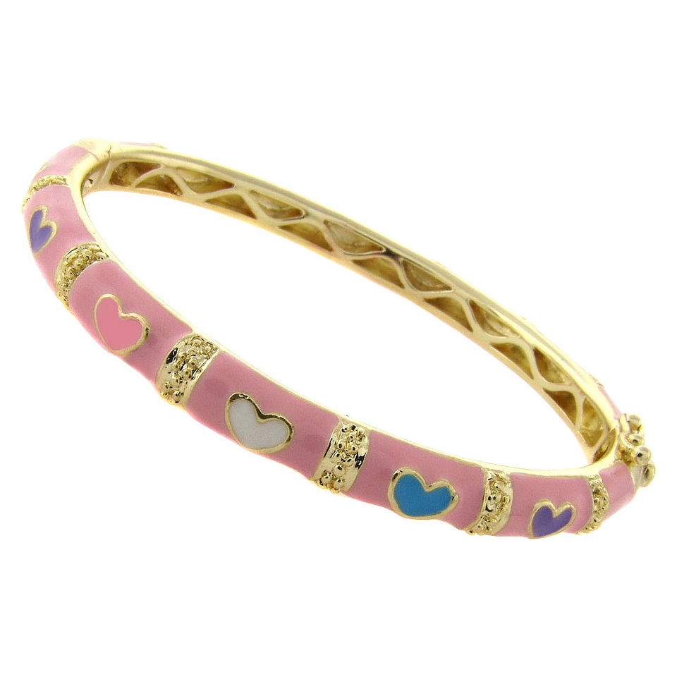 Lily Nily 18k Gold Overlay Enamel Heart Design Bangle   Pink