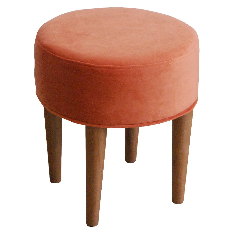 Ottoman Threshold Round Foot Stool   Orange