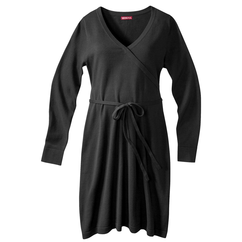 Merona Maternity Long Sleeve V Neck Sweater Dress   Black XL