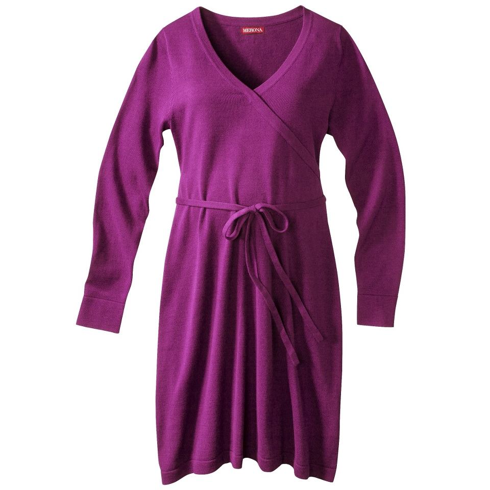 Merona Maternity Long Sleeve V Neck Sweater Dress   Purple XS
