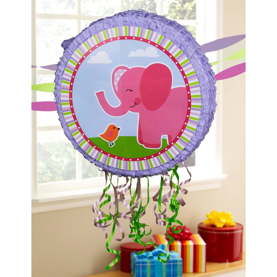 Pink Elephants Pull String Pinata