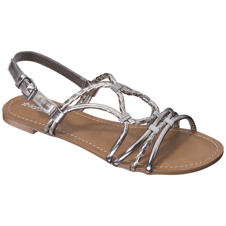 Womens Xhilaration Dessa Braided Strappy Flat Sandal   Silver 11