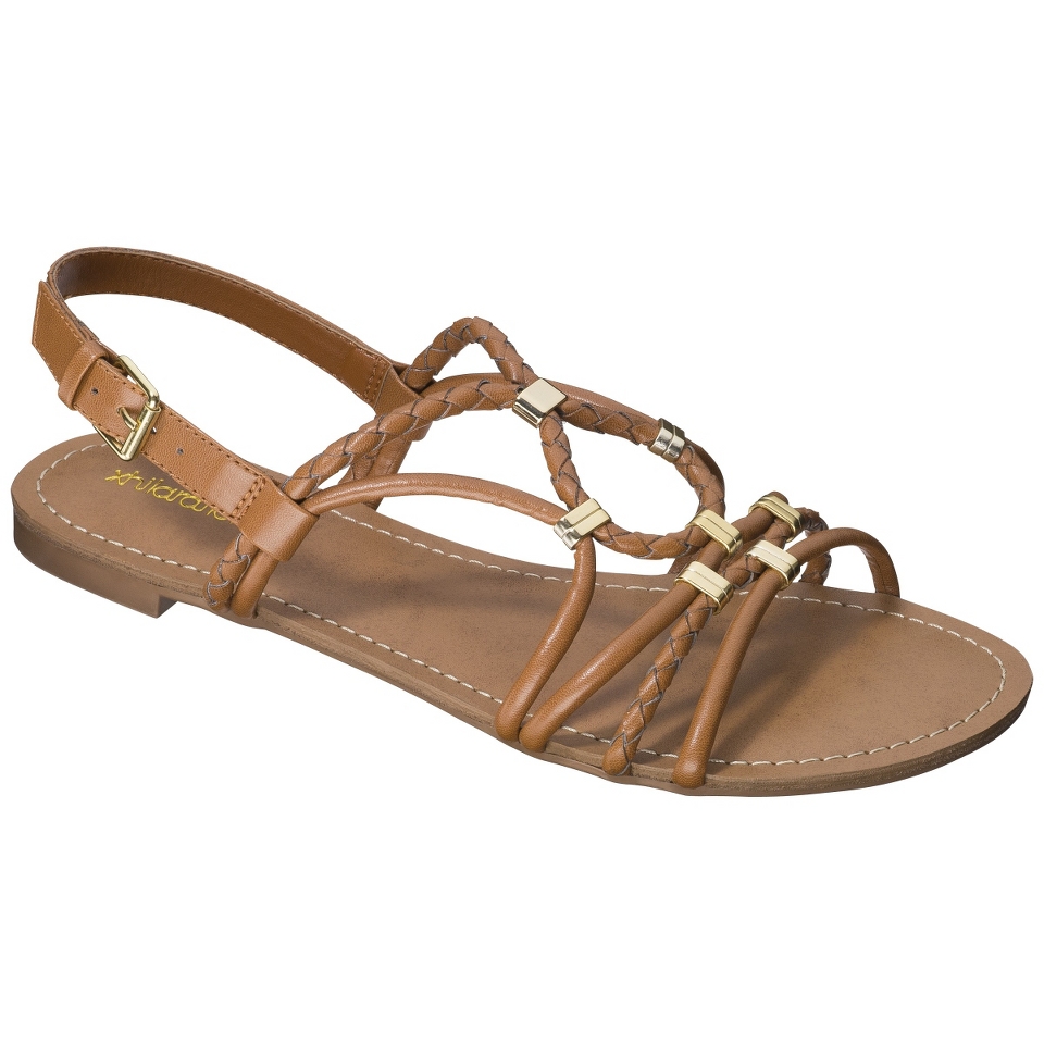 Womens Xhilaration Dessa Braided Strappy Flat Sandal   Cognac 10