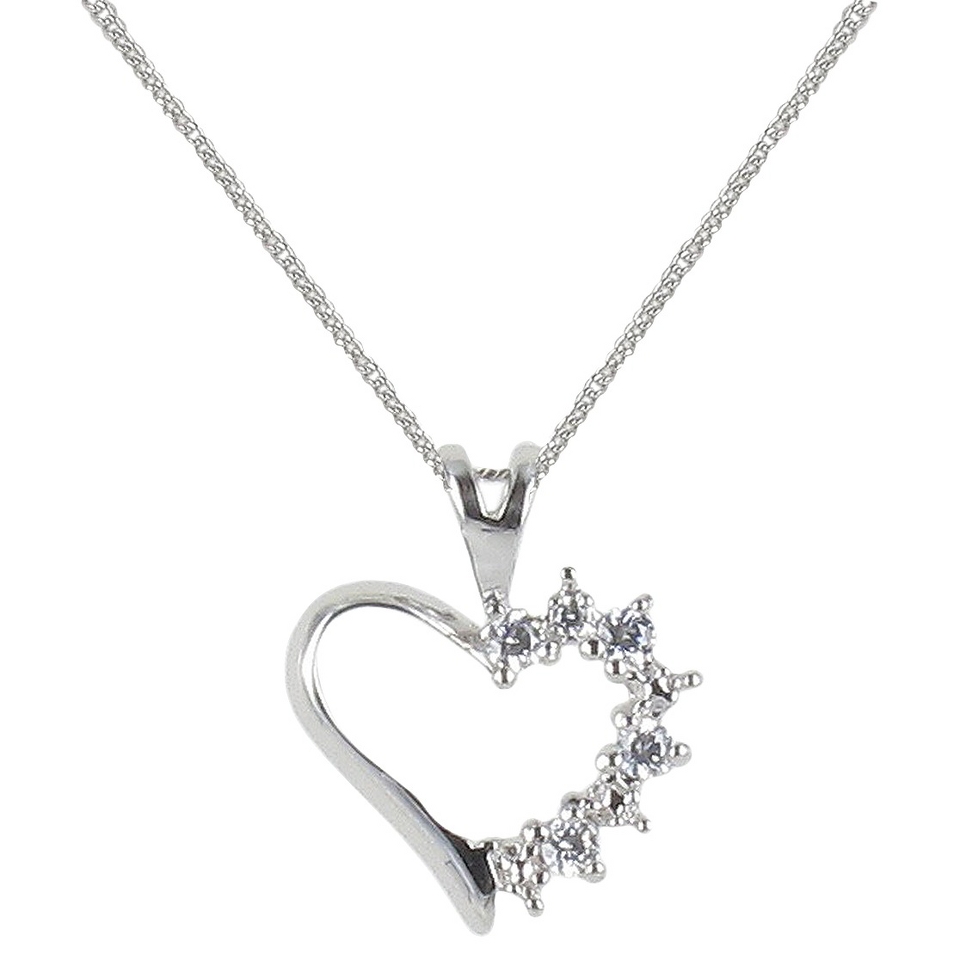 Sunstone 925 Open Heart Pendant on 18 Chain With Swarovski Cubic Zirconia