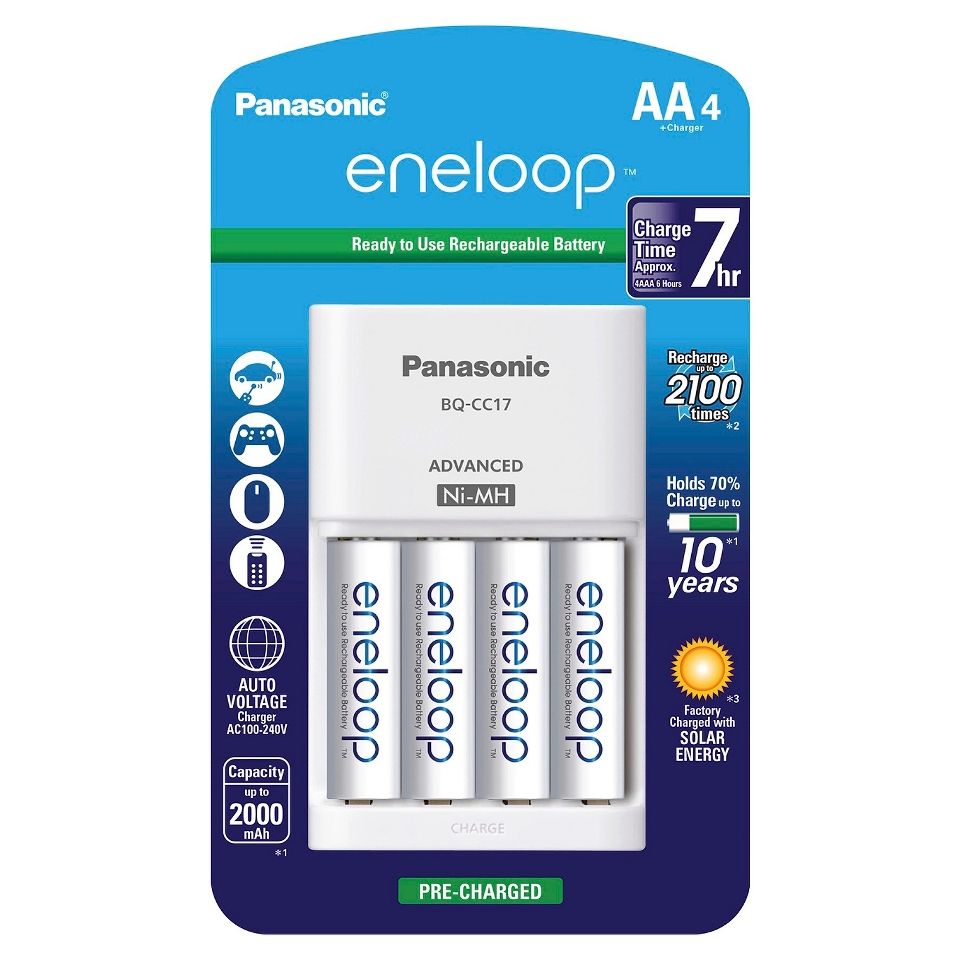 Panasonic eneloop Charger with 4AA Rechargeable Batteries