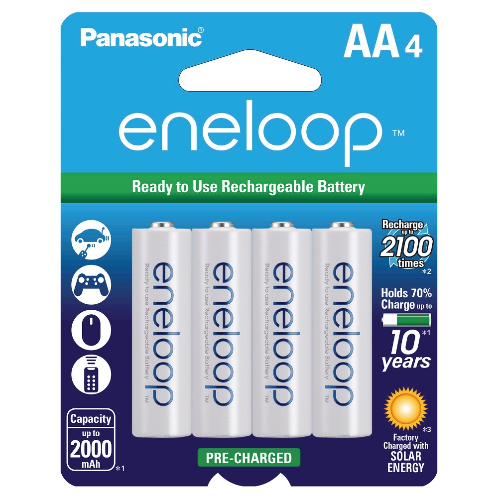 Panasonic eneloop AA 2100 cycle, Ni-MH Pre-Charged Rechargeable Batteries - 4 Pack