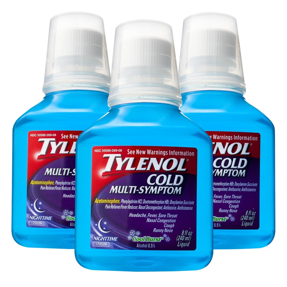 Tylenol Cold Multi Symptom Nighttime Cool Burst Liquid   3 Pack