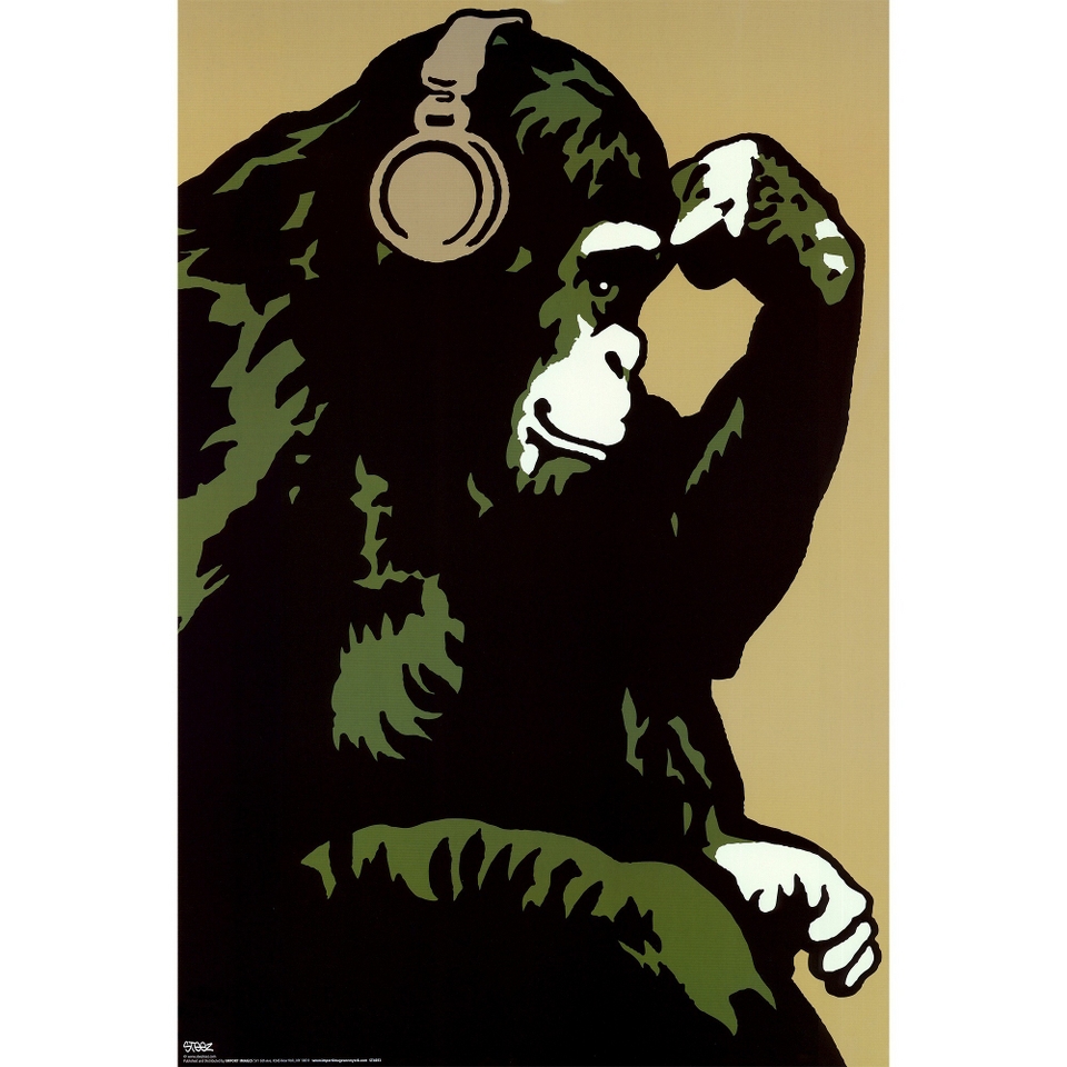 Art   Monkey Thinker Poster