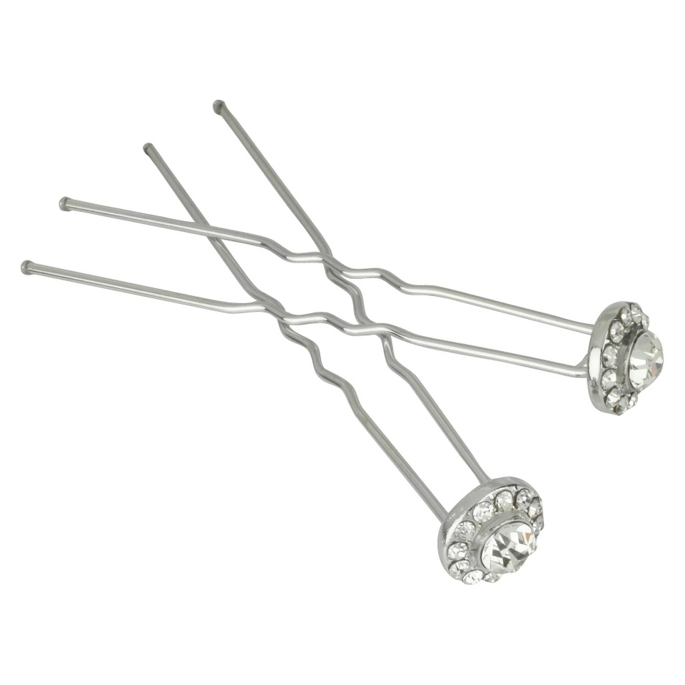 2 Piece Crystal Hair Pins   Silver