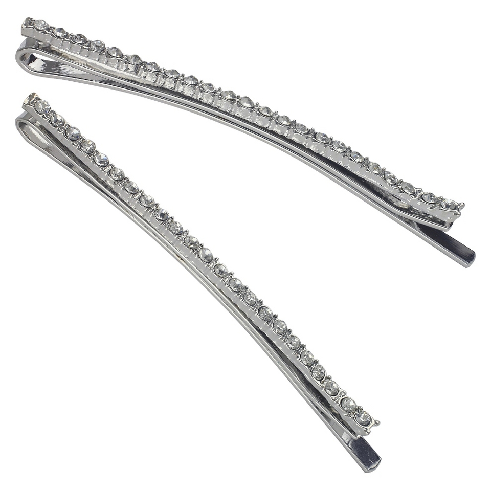 2 Piece Crystal Hair Pins   Silver