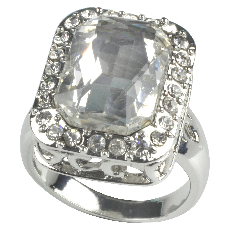 Square Crystal Size 7 Ring   Clear