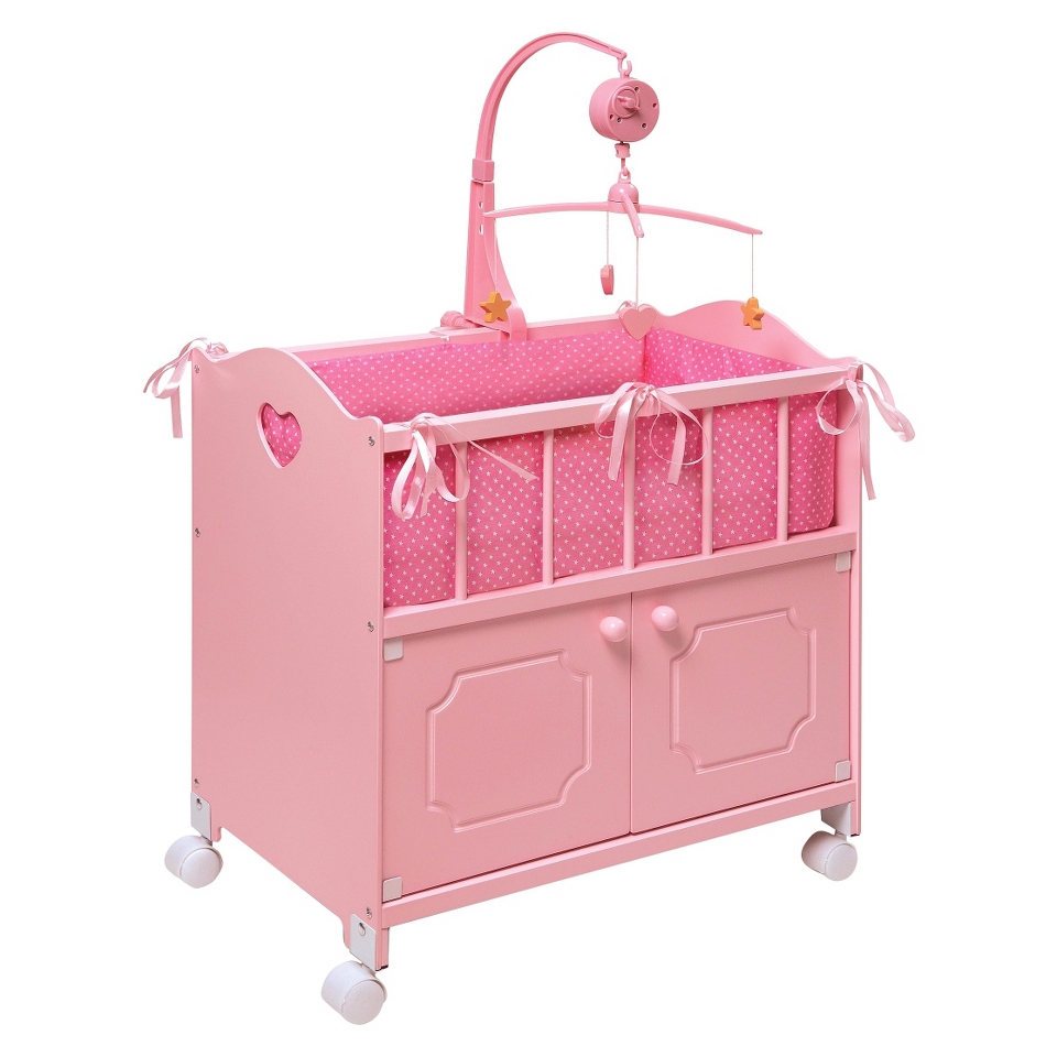 Badger Basket Doll Crib With Cabinet   Pink
