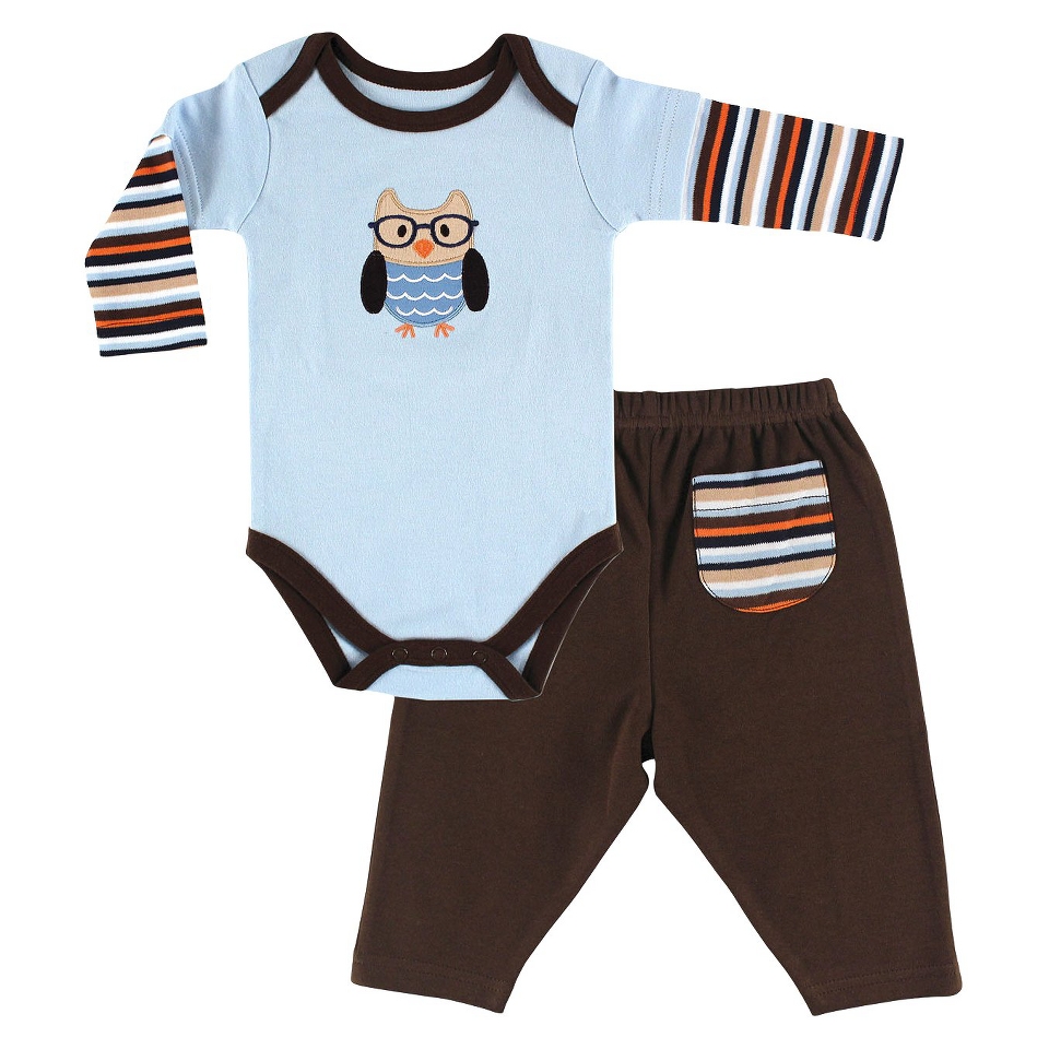 Luvable Friends Newborn Boys Long sleeve Bodysuit and Pant Set   Blue 3 6 M