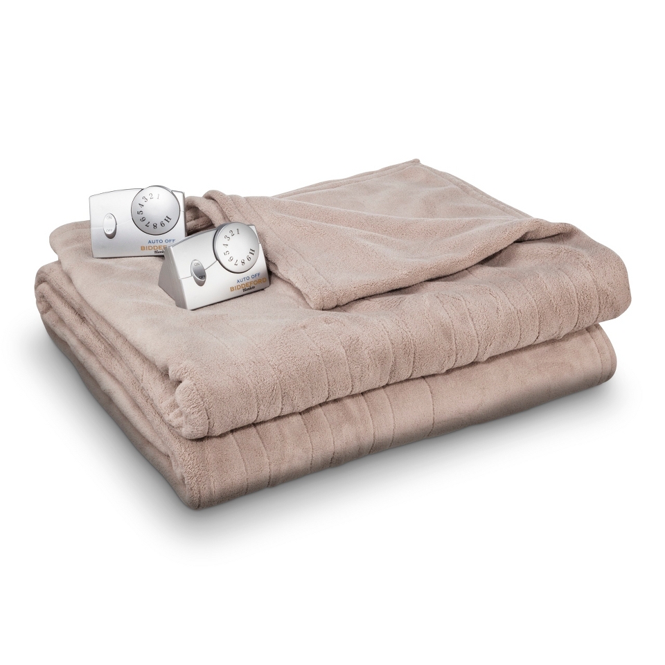 Biddeford Heated Microplush Blanket   Taupe (Queen)